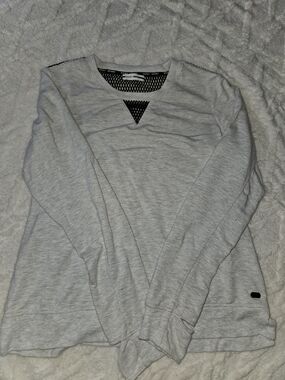 Dkny Light Gray Men’s Crewneck Sweater with Mesh Detail